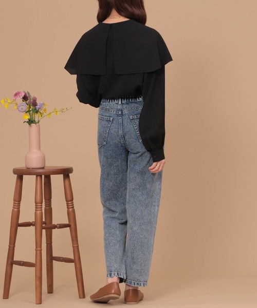 mil(ミル)の「【150㎝前後の小柄さんサイズ】ラッフルフリルブラウス(シャツ/ブラウス・レディース・アイボリー/ブラック/ダークベージュ/ライトベージュ/ベージュ・S/XS)」の14枚目の写真