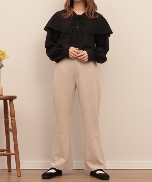 mil(ミル)の「【150㎝前後の小柄さんサイズ】ラッフルフリルブラウス(シャツ/ブラウス・レディース・アイボリー/ブラック/ダークベージュ/ライトベージュ/ベージュ・S/XS)」の19枚目の写真
