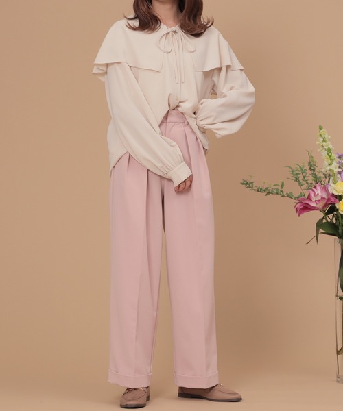 mil(ミル)の「【150㎝前後の小柄さんサイズ】ラッフルフリルブラウス(シャツ/ブラウス・レディース・アイボリー/ブラック/ダークベージュ/ライトベージュ/ベージュ・S/XS)」の15枚目の写真