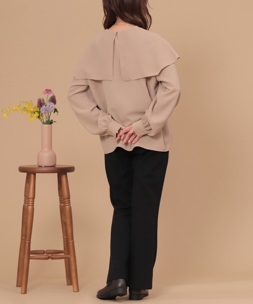 mil(ミル)の「【150㎝前後の小柄さんサイズ】ラッフルフリルブラウス(シャツ/ブラウス・レディース・アイボリー/ブラック/ダークベージュ/ライトベージュ/ベージュ・S/XS)」の8枚目の写真