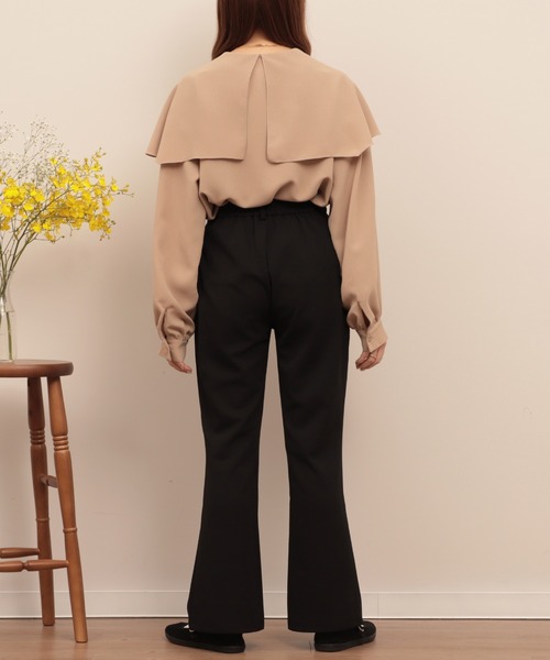 mil(ミル)の「【150㎝前後の小柄さんサイズ】ラッフルフリルブラウス(シャツ/ブラウス・レディース・アイボリー/ブラック/ダークベージュ/ライトベージュ/ベージュ・S/XS)」の13枚目の写真