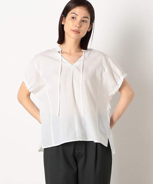 COMME CA ISM(コムサイズム)の「オーバーブラウス(シャツ/ブラウス・レディース・カーキ/アイボリー・MEDIUM/LARGE)」の1枚目の写真