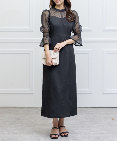 clear(クリア)の「シアードッキングワンピース/オケージョン(ワンピース・レディース・ブラック/ベージュ・M/S)」の18枚目の写真