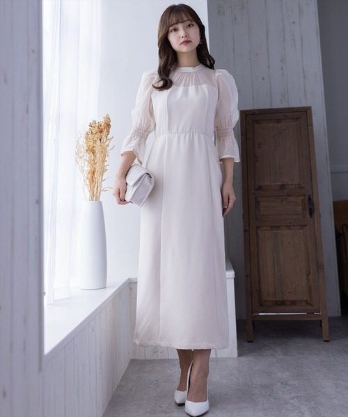 clear(クリア)の「シアードッキングワンピース/オケージョン(ワンピース・レディース・ブラック/ベージュ・M/S)」の5枚目の写真