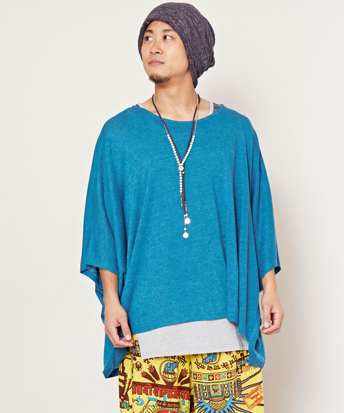 チャイハネ(チャイハネ)の「【チャイハネ】ナドリ刺繍入りMEN'Sトップス&インナータンク付き2点セット(アンサンブル・メンズ・ブルー/ベージュ/チャコール/グリーン/ライトベージュ/パープル・FREE)」の5枚目の写真