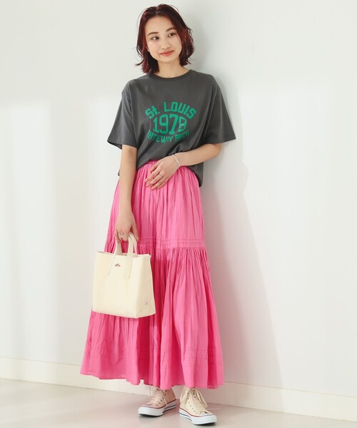 B:MING by BEAMS（ビーミングバイビームス）の「B:MING by BEAMS / インド ティアード スカート（スカート・レディース・ピンク/ライトグリーン/オフホワイト/ブラック・SMALL/MEDIUM）」の8枚目の写真