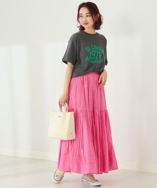 B:MING by BEAMS（ビーミングバイビームス）の「B:MING by BEAMS / インド ティアード スカート（スカート・レディース・ピンク/ライトグリーン/オフホワイト/ブラック・SMALL/MEDIUM）」の9枚目の写真