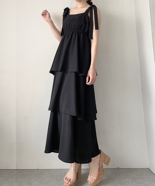 JUNOAH（ジュノア）の「リボンキャミソールワンピース（ワンピース・レディース・イエロー/ホワイト/ブラック/ブラウン/ピンクベージュ・MEDIUM/LARGE/X-LARGE/SMALL）」の8枚目の写真