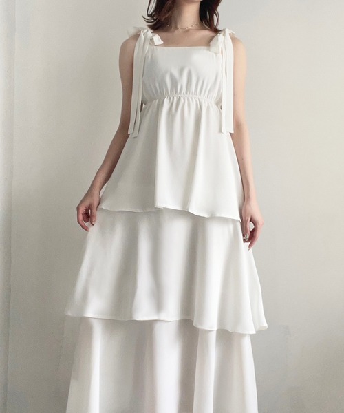 JUNOAH（ジュノア）の「リボンキャミソールワンピース（ワンピース・レディース・イエロー/ホワイト/ブラック/ブラウン/ピンクベージュ・MEDIUM/LARGE/X-LARGE/SMALL）」の18枚目の写真