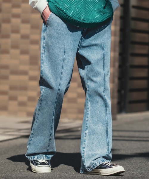 improves（インプローブス）の「デニム ピンタック フレアパンツ（デニムパンツ・メンズ・インディゴブルー/ブラック/ライトブルー/ライトブラック/ケミカルウォッシュ・LARGE/MEDIUM）」の5枚目の写真