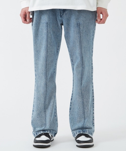 improves（インプローブス）の「デニム ピンタック フレアパンツ