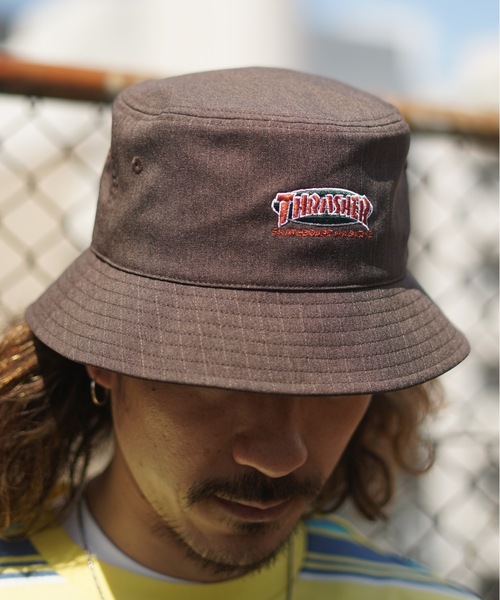 THRASHER（スラッシャー）の「OVAL MAG BUCKET HAT/スラッシャーバケハ(バケットハット)（ハット・メンズ・ベージュ/ブラウン/ブラック・FREE）」の4枚目の写真