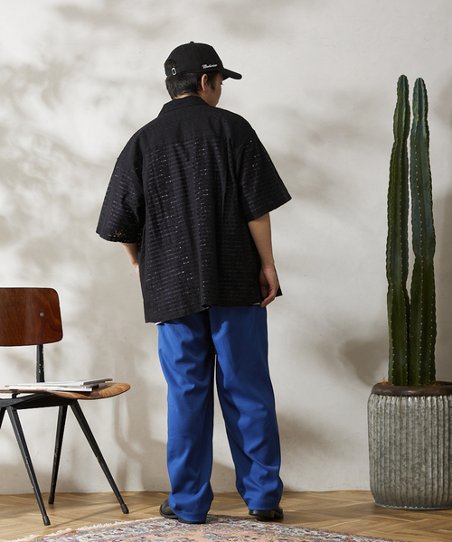 JOURNAL STANDARD relume（ジャーナルスタンダード　レリューム）の「パターンレース オープンカラー半袖シャツ（シャツ/ブラウス・メンズ・ブラック/ホワイト/ボルドー/ブルー系その他・LARGE/MEDIUM）」の22枚目の写真