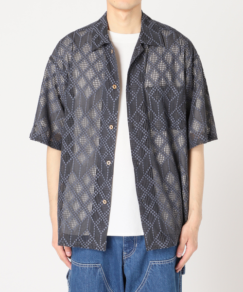 JOURNAL STANDARD relume（ジャーナルスタンダード　レリューム）の「パターンレース オープンカラー半袖シャツ（シャツ/ブラウス・メンズ・ブラック/ホワイト/ボルドー/ブルー系その他・LARGE/MEDIUM）」の18枚目の写真
