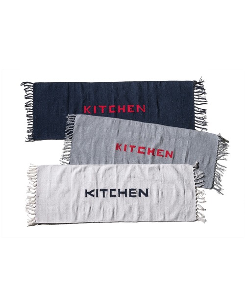 PUEBCO（プエブコ）の「HANDLOOMED RECYCLE YARN KITCHEN MAT（ラグ/マット・メンズ・ライトグレー/ネイビー/ホワイト・ONE SIZE）」の6枚目の写真