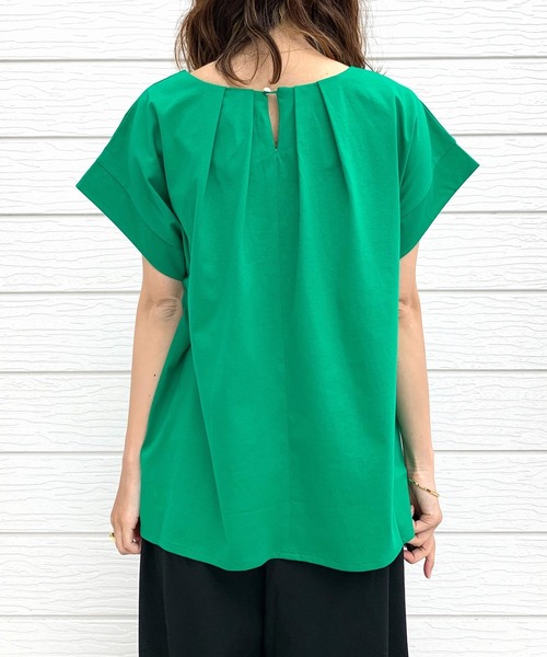 Q(キュー)の「バックタックシルケット2wayトップス(Tシャツ/カットソー・レディース・ホワイト/ブラック/グリーン・MEDIUM)」の6枚目の写真