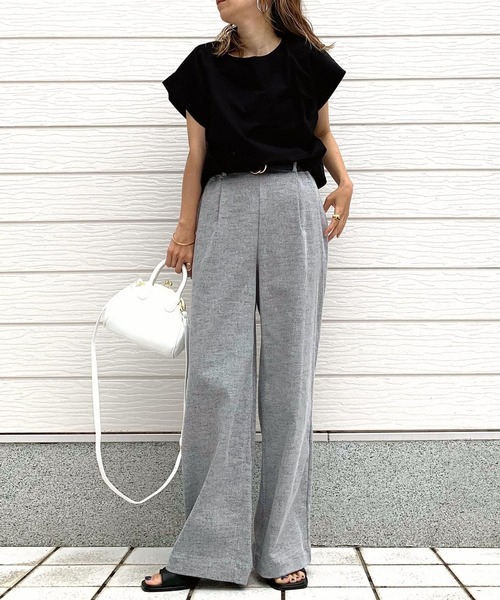 Q(キュー)の「バックタックシルケット2wayトップス(Tシャツ/カットソー・レディース・ホワイト/ブラック/グリーン・MEDIUM)」の13枚目の写真