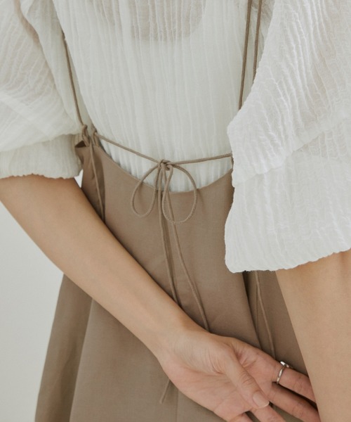 SALON adam et rope'（サロン アダム エ ロペ）の「【WEB限定】【洗える】麻Aラインキャミワンピース（ワンピース・レディース・ブラック/ベージュ/ピンク/オレンジ系その他・FREE）」の8枚目の写真