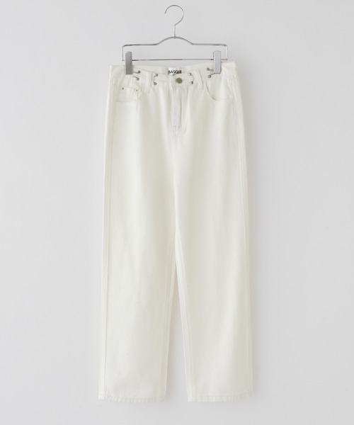 BASQUE magenta(バスクマゼンタ)の「ウエスト調整ハイウエストワイドパンツ(デニムパンツ・レディース・ターコイズブルー/サックスブルー/ホワイト/ピンク/ダークグレー/ブラック・M/L/S)」の15枚目の写真