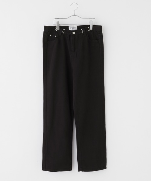 BASQUE magenta(バスクマゼンタ)の「ウエスト調整ハイウエストワイドパンツ(デニムパンツ・レディース・ターコイズブルー/サックスブルー/ホワイト/ピンク/ダークグレー/ブラック・M/L/S)」の16枚目の写真