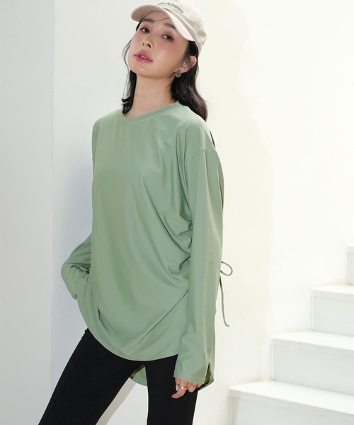 サイドギャザーラッシュガード水着セットアップ体型カバー