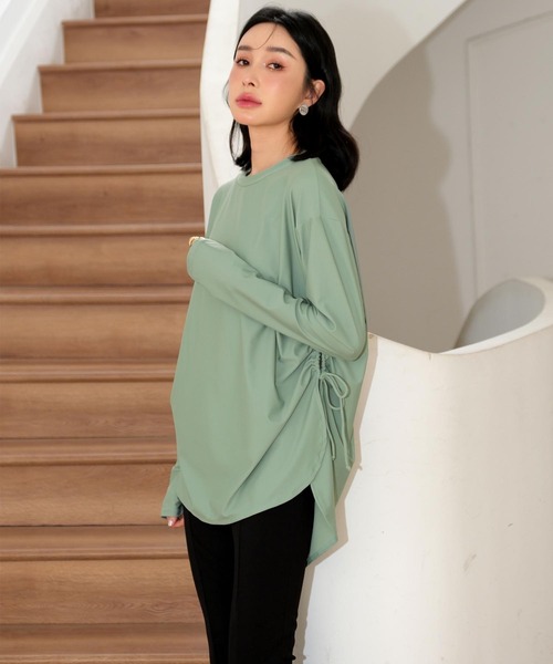 サイドギャザーラッシュガード水着セットアップ体型カバー