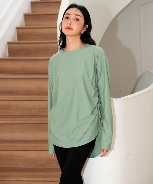 サイドギャザーラッシュガード水着セットアップ体型カバー