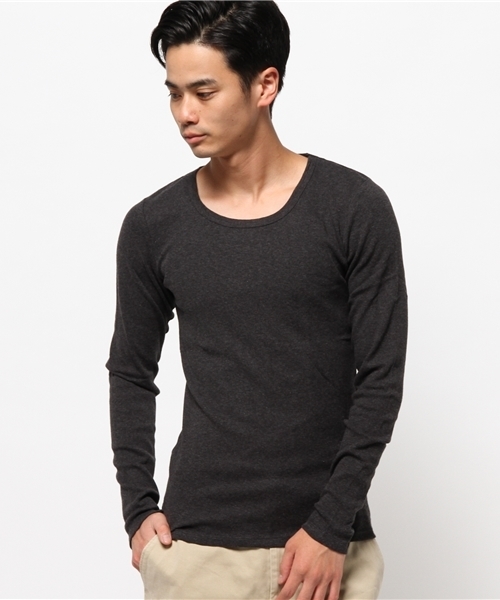 OUTLET(アウトレット)の「【Ciaopanic】弱スラブフライスL/SUネック(Tシャツ/カットソー・メンズ・チャコールグレー/ライトグレー/ネイビー・MEDIUM/LARGE)」の1枚目の写真