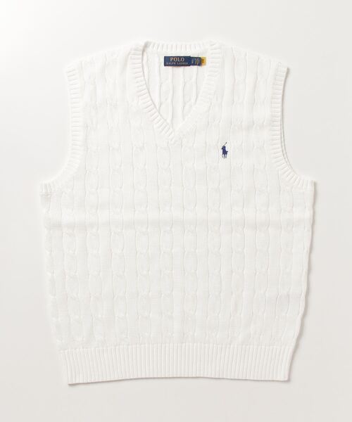 POLO RALPH LAUREN（ポロ ラルフ ローレン）の「ケーブルニット コットン セーター ベスト（ニット/セーター・メンズ・ホワイト・M/S/L/XL/XS/XXL）」の7枚目の写真