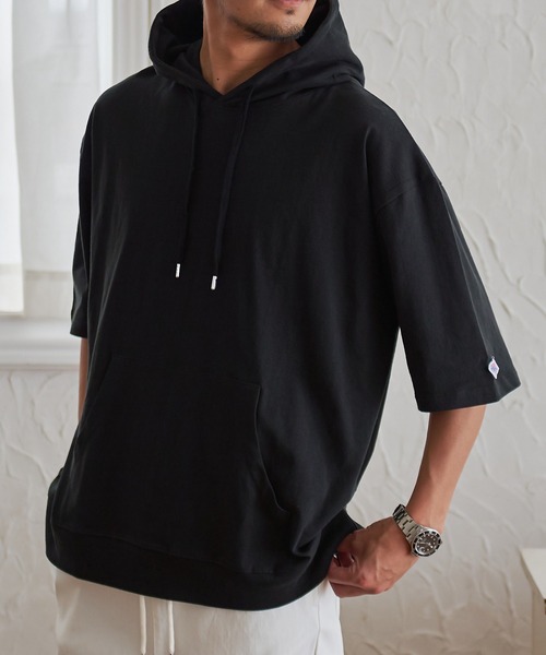 JEMORGAN(ジェーイーモーガン)の「『JEMORGAN LONG JOHNS/ジェーイーモーガンロングジョーンズ』半袖Tパーカー【+】(パーカー・メンズ・グリーン/サーモンピンク/ライトグレー/ブラック/オフホワイト/グレー系1/ネイビー/サンドベージュ/スモークピンク/カーキ/ベージュ・L/XL/M)」の12枚目の写真