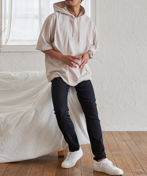 JEMORGAN(ジェーイーモーガン)の「『JEMORGAN LONG JOHNS/ジェーイーモーガンロングジョーンズ』半袖Tパーカー【+】(パーカー・メンズ・グリーン/サーモンピンク/ライトグレー/ブラック/オフホワイト/グレー系1/ネイビー/サンドベージュ/スモークピンク/カーキ/ベージュ・L/XL/M)」の17枚目の写真