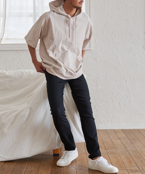 JEMORGAN(ジェーイーモーガン)の「『JEMORGAN LONG JOHNS/ジェーイーモーガンロングジョーンズ』半袖Tパーカー【+】(パーカー・メンズ・グリーン/サーモンピンク/ライトグレー/ブラック/オフホワイト/グレー系1/ネイビー/サンドベージュ/スモークピンク/カーキ/ベージュ・L/XL/M)」の18枚目の写真