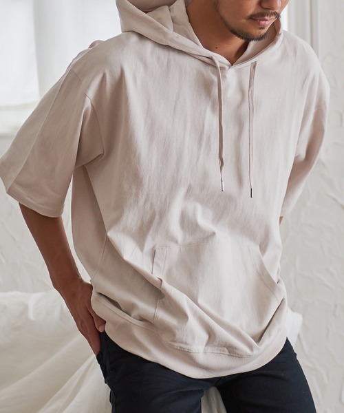JEMORGAN(ジェーイーモーガン)の「『JEMORGAN LONG JOHNS/ジェーイーモーガンロングジョーンズ』半袖Tパーカー【+】(パーカー・メンズ・グリーン/サーモンピンク/ライトグレー/ブラック/オフホワイト/グレー系1/ネイビー/サンドベージュ/スモークピンク/カーキ/ベージュ・L/XL/M)」の16枚目の写真
