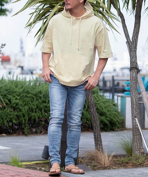 JEMORGAN(ジェーイーモーガン)の「『JEMORGAN LONG JOHNS/ジェーイーモーガンロングジョーンズ』半袖Tパーカー【+】(パーカー・メンズ・グリーン/サーモンピンク/ライトグレー/ブラック/オフホワイト/グレー系1/ネイビー/サンドベージュ/スモークピンク/カーキ/ベージュ・L/XL/M)」の19枚目の写真