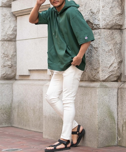 JEMORGAN(ジェーイーモーガン)の「『JEMORGAN LONG JOHNS/ジェーイーモーガンロングジョーンズ』半袖Tパーカー【+】(パーカー・メンズ・グリーン/サーモンピンク/ライトグレー/ブラック/オフホワイト/グレー系1/ネイビー/サンドベージュ/スモークピンク/カーキ/ベージュ・L/XL/M)」の21枚目の写真