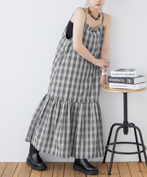 先染めチェック キャミワンピース