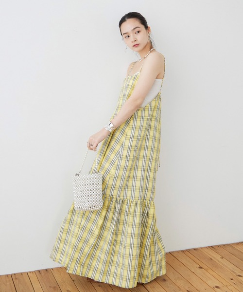 Fashion Letter（ファッションレター）の「先染めチェック キャミワンピース（ワンピース・レディース・イエロー/ブルー/ブラック・M）」の5枚目の写真