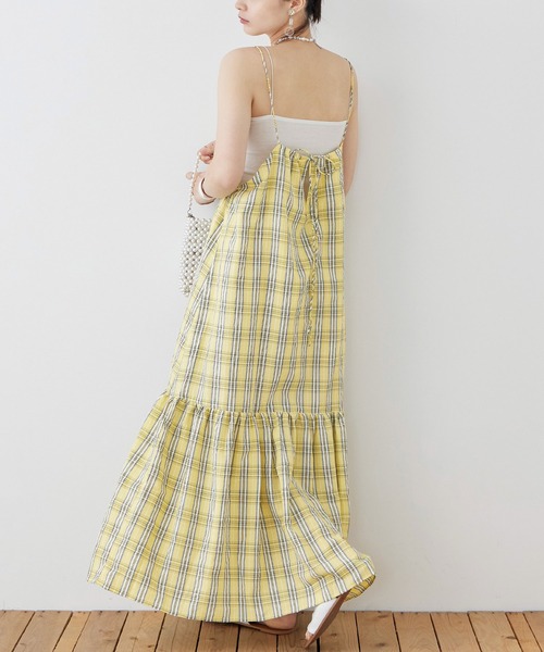 Fashion Letter（ファッションレター）の「先染めチェック キャミワンピース（ワンピース・レディース・イエロー/ブルー/ブラック・M）」の7枚目の写真