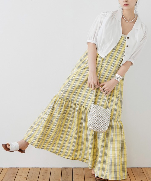 Fashion Letter（ファッションレター）の「先染めチェック キャミワンピース（ワンピース・レディース・イエロー/ブルー/ブラック・M）」の8枚目の写真