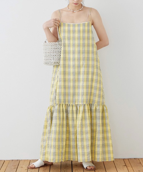 Fashion Letter（ファッションレター）の「先染めチェック キャミワンピース（ワンピース・レディース・イエロー/ブルー/ブラック・M）」の9枚目の写真
