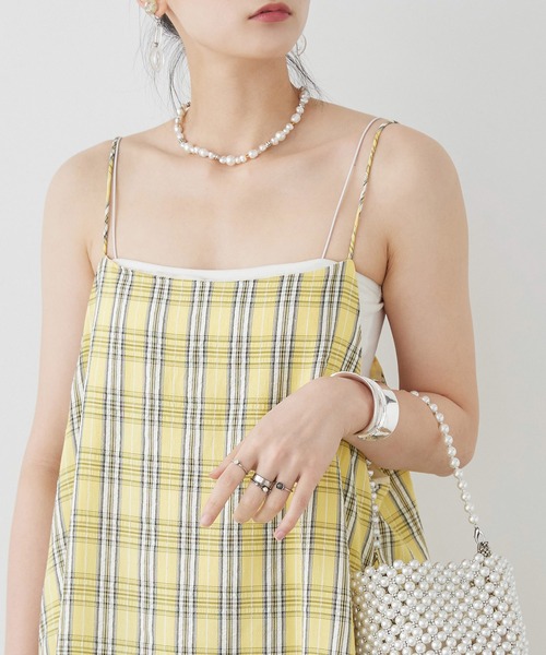 Fashion Letter（ファッションレター）の「先染めチェック キャミワンピース（ワンピース・レディース・イエロー/ブルー/ブラック・M）」の10枚目の写真