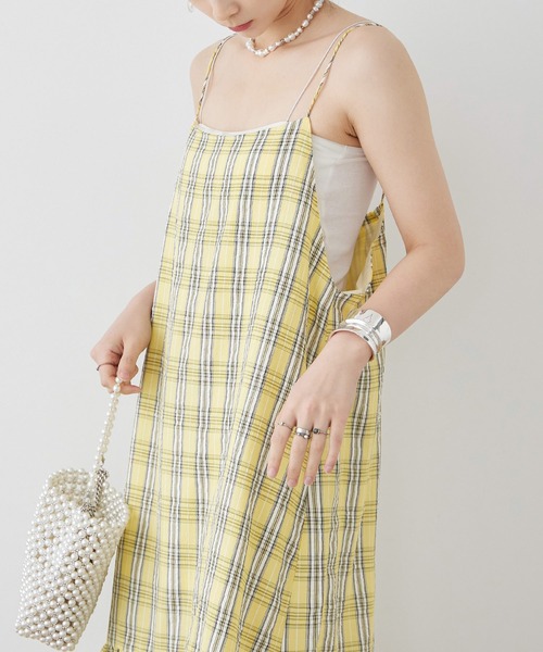 Fashion Letter（ファッションレター）の「先染めチェック キャミワンピース（ワンピース・レディース・イエロー/ブルー/ブラック・M）」の12枚目の写真