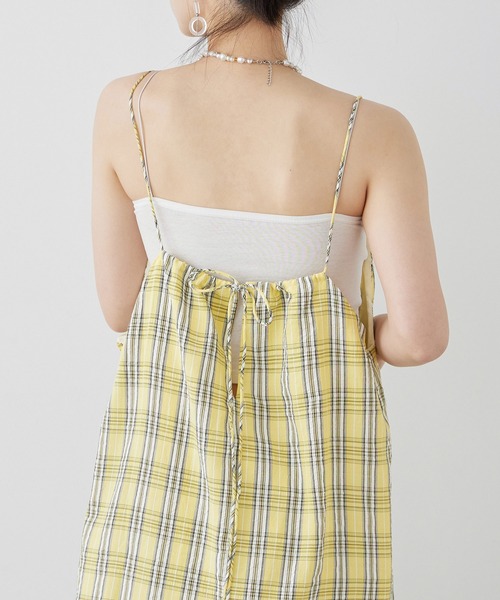 Fashion Letter（ファッションレター）の「先染めチェック キャミワンピース（ワンピース・レディース・イエロー/ブルー/ブラック・M）」の13枚目の写真