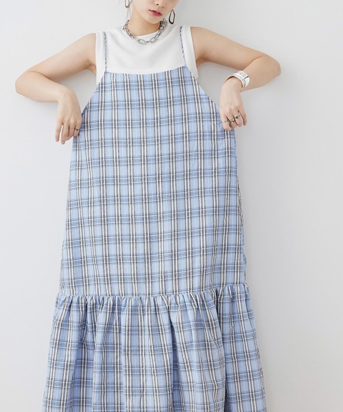 Fashion Letter（ファッションレター）の「先染めチェック キャミワンピース（ワンピース・レディース・イエロー/ブルー/ブラック・M）」の15枚目の写真