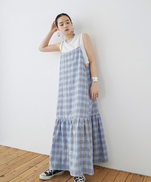 Fashion Letter（ファッションレター）の「先染めチェック キャミワンピース（ワンピース・レディース・イエロー/ブルー/ブラック・M）」の16枚目の写真