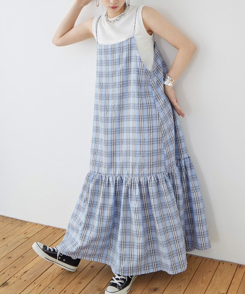 Fashion Letter（ファッションレター）の「先染めチェック キャミワンピース（ワンピース・レディース・イエロー/ブルー/ブラック・M）」の17枚目の写真