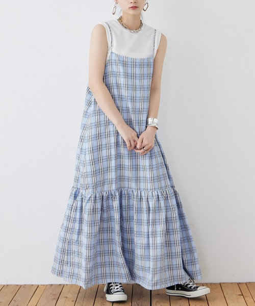 Fashion Letter（ファッションレター）の「先染めチェック キャミワンピース（ワンピース・レディース・イエロー/ブルー/ブラック・M）」の19枚目の写真