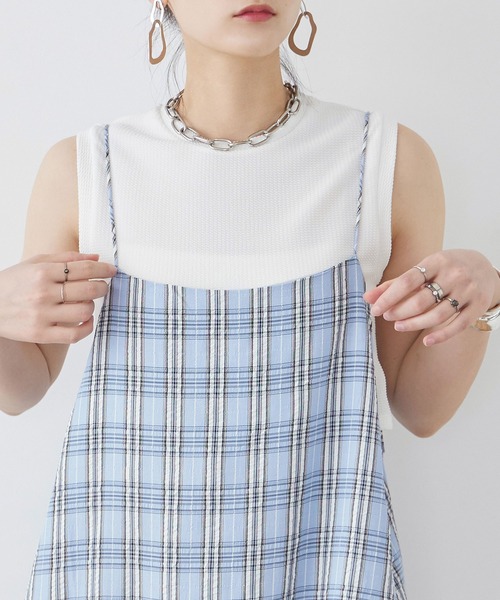 Fashion Letter（ファッションレター）の「先染めチェック キャミワンピース（ワンピース・レディース・イエロー/ブルー/ブラック・M）」の21枚目の写真