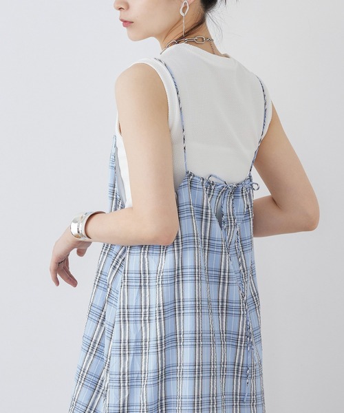 Fashion Letter（ファッションレター）の「先染めチェック キャミワンピース（ワンピース・レディース・イエロー/ブルー/ブラック・M）」の22枚目の写真