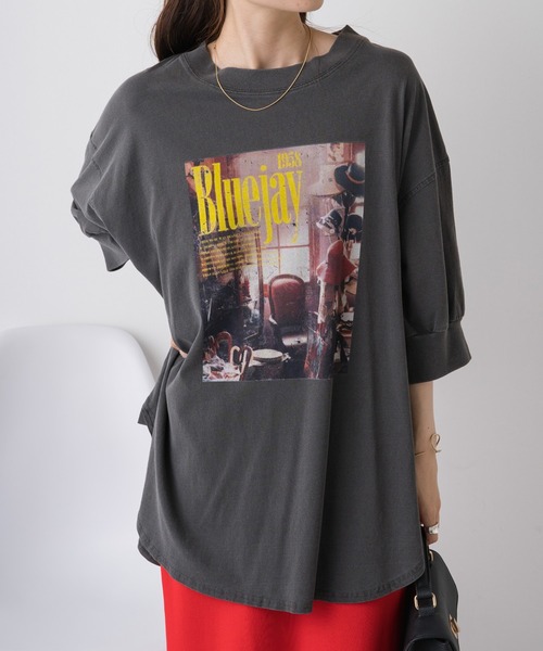 PUAL CE CIN（ピュアルセシン）の「ユーズドライクフォトプリントTシャツ（Tシャツ/カットソー・レディース・ベージュ/オフホワイト/チャコールグレー・FREE）」の19枚目の写真